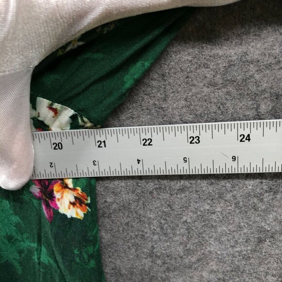 H&M Long Sleeve Ruffle Midi Dress 12 Green Floral High Neck Boho Cottagecore - Picture 7 of 9